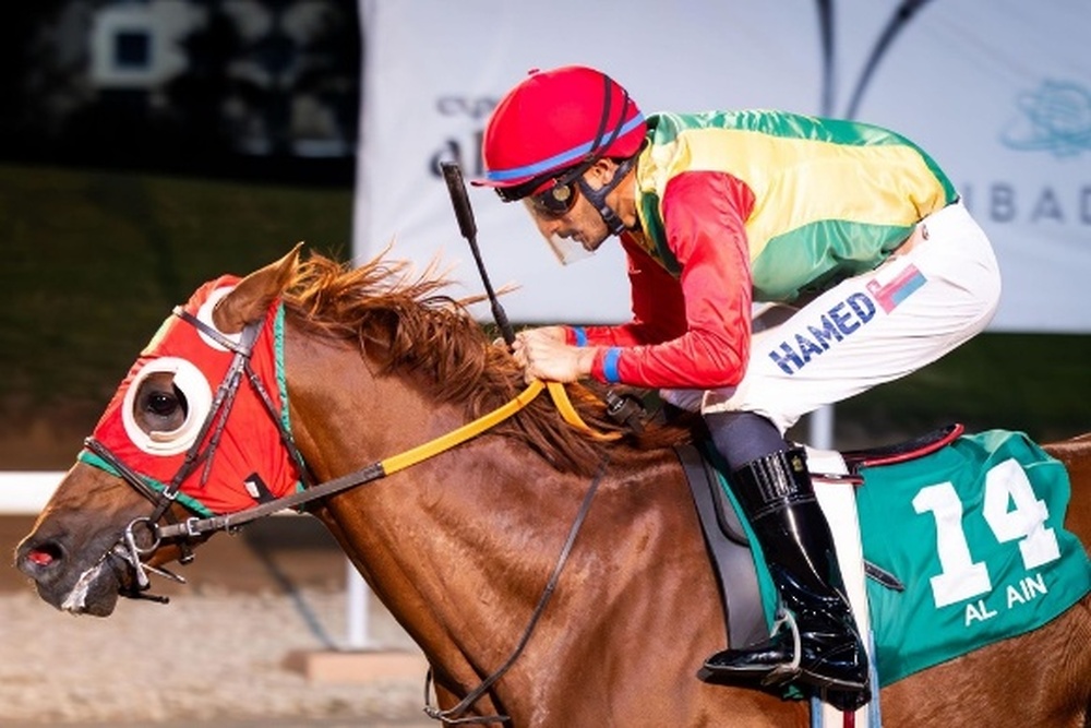 El caballo Jawhar de la Caballería Real de Omán gana el primer lugar en el hipódromo del Club Ecuestre de Al Ain
